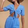 Halo Indra Tie Top In Sky Blue