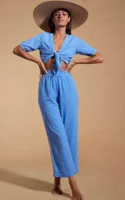 Halo Indra Tie Top In Sky Blue