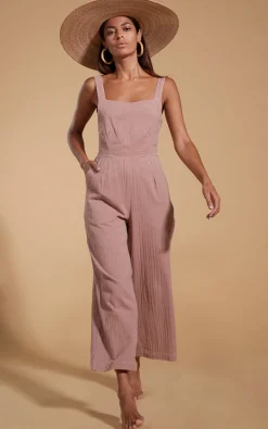 Halo Kimani Twist Back Jumpsuit In Fawn
