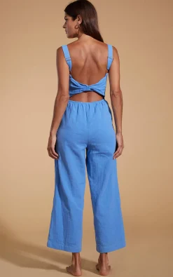 Halo Kimani Twist Back Jumpsuit In Sky Blue