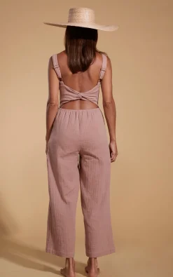 Halo Kimani Twist Back Jumpsuit In Fawn