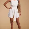 Halo Papillon Halter Neck Playsuit In Cream