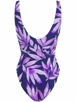 Halo Sa Caleta Swimsuit In Watercolour Purple Leaf