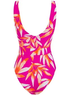 Halo Sa Caleta Swimsuit In Watercolour Orange Leaf
