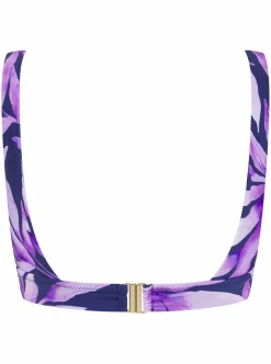 Halo Tamika Bikini Top In Watercolour Purple Leaf