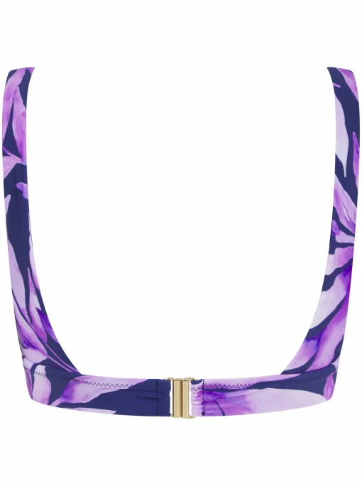 Halo Tamika Bikini Top In Watercolour Purple Leaf