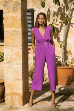 Indy Linen Jumpsuit In Purple - Reversible