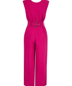 Indy Linen Jumpsuit In Raspberry - Reversible