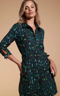 Jonah Mini Shirt Dress In Green Alligator