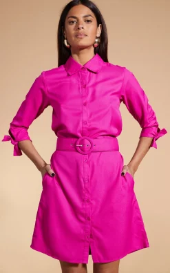 Jonah Mini Shirt Dress In Magenta