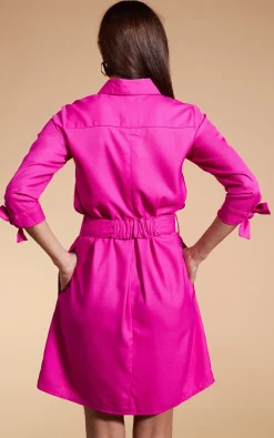 Jonah Mini Shirt Dress In Magenta