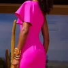 Joy One Shoulder Mini Dress In Magenta Pink