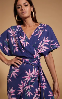 Kansas Mini Wrap Dress In Bamboo Navy Base