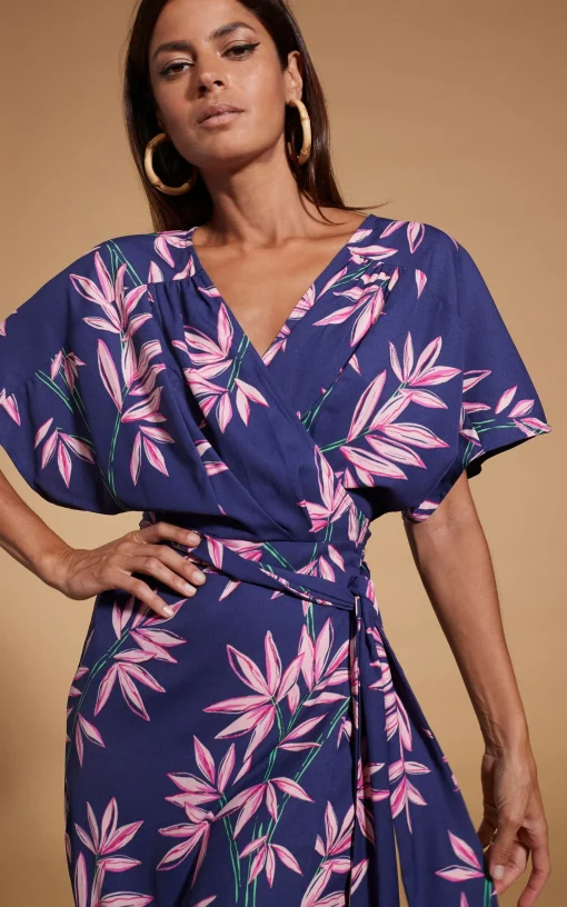 Kansas Mini Wrap Dress In Bamboo Navy Base