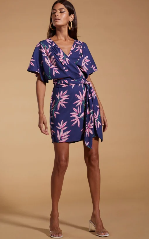 Kansas Mini Wrap Dress In Bamboo Navy Base