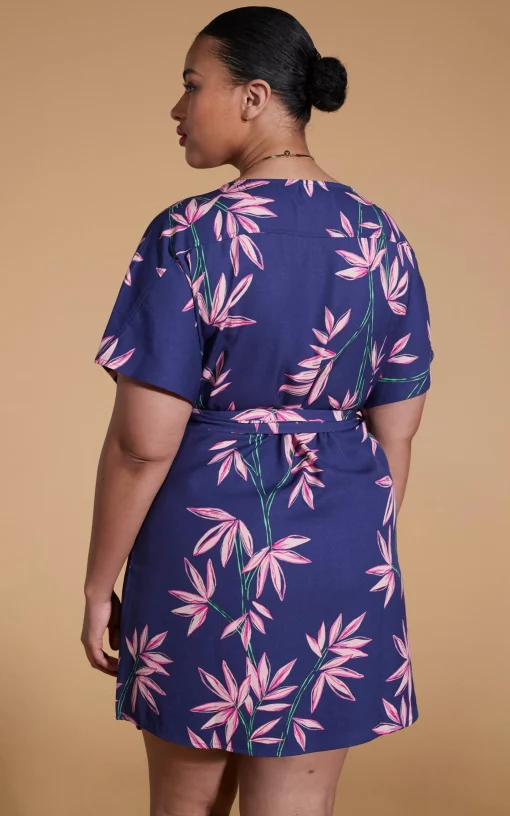 Kansas Mini Wrap Dress In Bamboo Navy Base - Extended Sizing