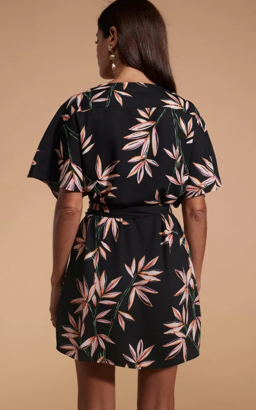 Kansas Mini Wrap Dress In Bamboo Black Base