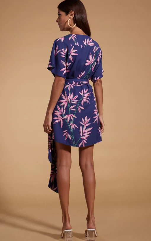 Kansas Mini Wrap Dress In Bamboo Navy Base