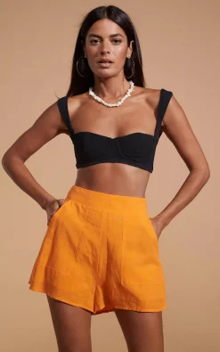 Lola Linen Shorts In Orange