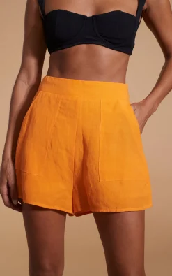 Lola Linen Shorts In Orange
