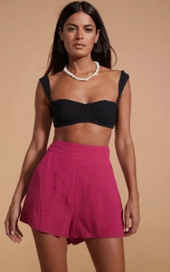 Lola Linen Shorts In Raspberry