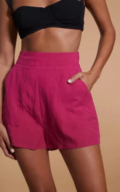 Lola Linen Shorts In Raspberry