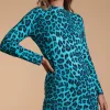 Lynx Slouchy Mini Dress In Green Leopard