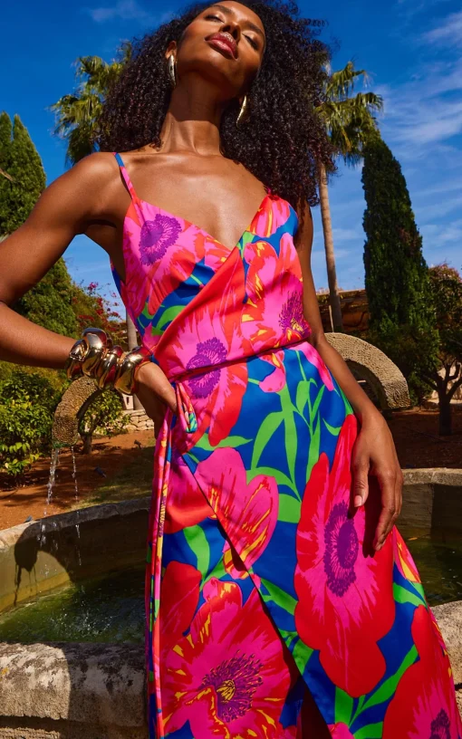 Mariah Wrap Dress In Poppy Bloom