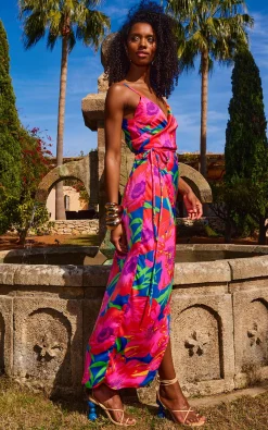 Mariah Wrap Dress In Poppy Bloom
