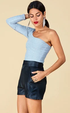 Mia Bodysuit In Silver Sparkle