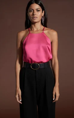 Nina Halter Cami Top In Hot Pink