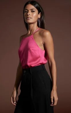 Nina Halter Cami Top In Hot Pink