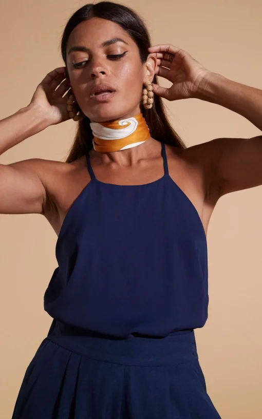 Nina Halter Cami Top In Navy
