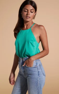 Nina Halter Cami Top In Teal Green