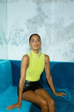 Olive Tank Top In Acid Lime
