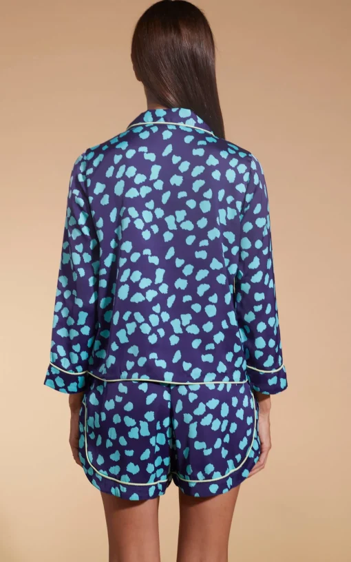 Oona Shortie Pj Set In Ice Blue On Navy Cloud