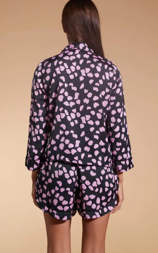Oona Shortie Pj Set In Pink On Black Cloud