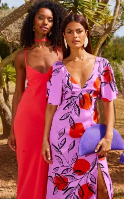 Raven Cami Maxi Dress In Sunset Orange (Multi-Way)