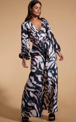 Remy Maxi Dress In Watercolour Zebra