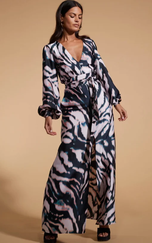 Remy Maxi Dress In Watercolour Zebra