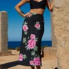 Renzo Midi Slip Skirt In Pink Peony