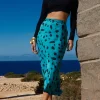 Renzo Skirt In Abstract Dot Black On Teal