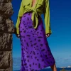 Renzo Skirt In Abstract Dot Black On Purple