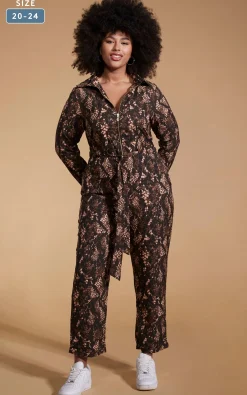 Roxanna Jumpsuit In Brown Snake - Extended Sizing