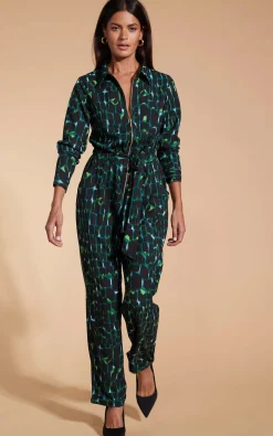 Roxanna Jumpsuit In Green Alligator