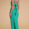 Sabrina Midaxi Dress In Odd Dot White On Sea Green