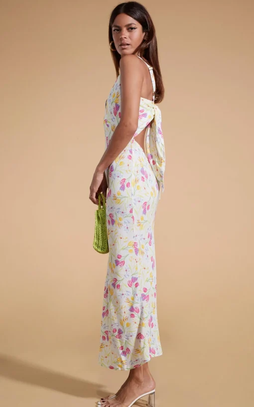 Sabrina Midaxi Dress In White Tulip