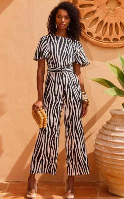 Saskia Jumpsuit In Monochrome Zebra (Reversible)