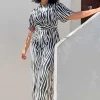 Saskia Jumpsuit In Monochrome Zebra - Extended Sizing (Reversible)