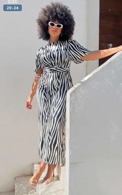 Saskia Jumpsuit In Monochrome Zebra - Extended Sizing (Reversible)